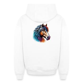 Horse - Oversized Heavyweight Unisex Zip Hoodie - white - Back - AI Model Male 178 light (178cm)