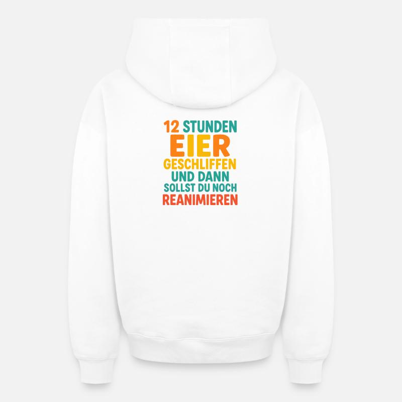 12 heures de service - Sweat à capuche unisexe zippé oversize épais SPREAD - blanc