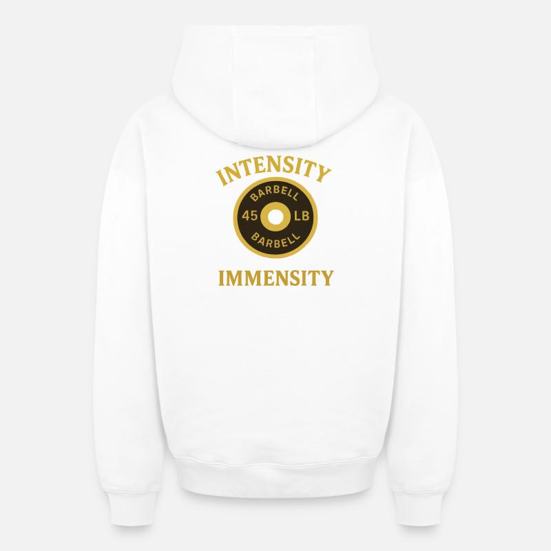 Conception intensive de poids d’haltères - Sweat à capuche unisexe zippé oversize épais SPREAD - blanc
