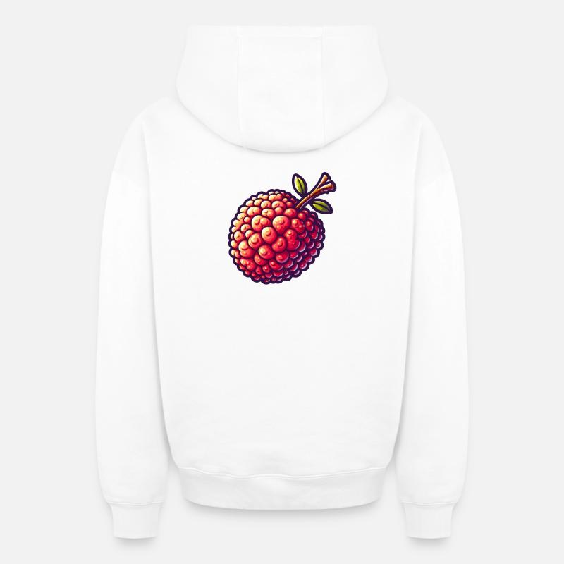 Litchi Pop Art Rouge - Sweat à capuche unisexe zippé oversize épais SPREAD - blanc