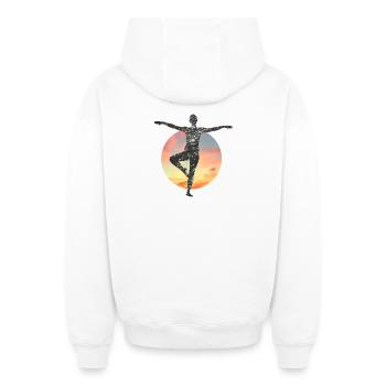 Galactic silhouette in the circle of the sun - Oversized Heavyweight Unisex Zip Hoodie - white - Back - AI Model Male 178 light (178cm)