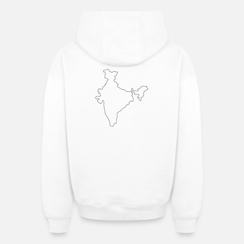 Carte de l’Inde - Sweat à capuche unisexe zippé oversize épais SPREAD - blanc