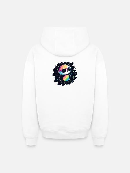Panda Rainbow Galaxy Cool Glasses - Oversized Heavyweight Unisex Zip Hoodie - white