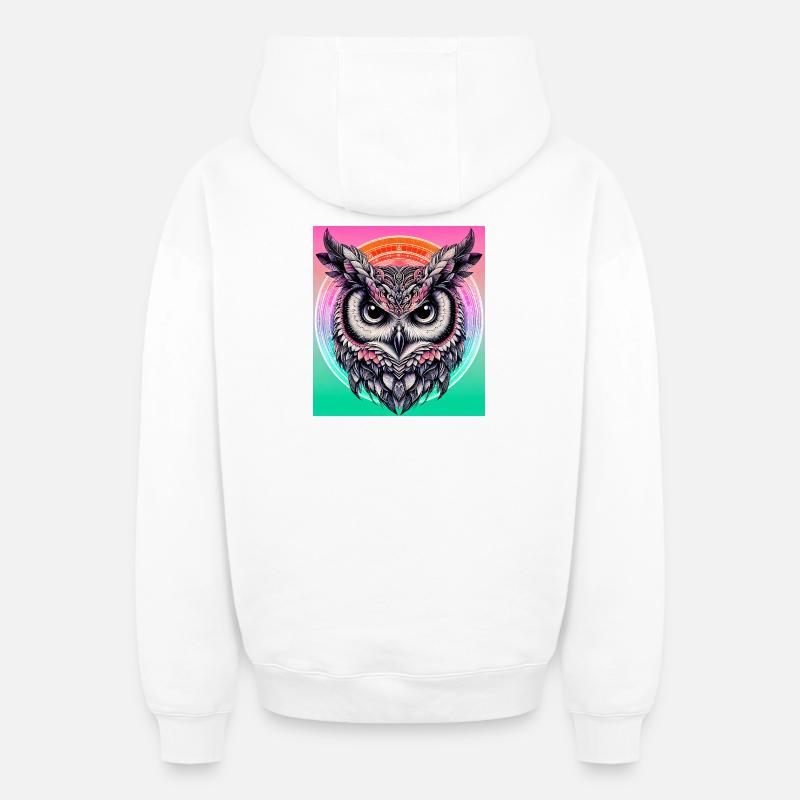 Eule - Oversized Heavyweight Unisex Zip Hoodie - Weiß