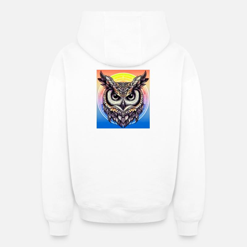 Eule - Oversized Heavyweight Unisex Zip Hoodie - Weiß