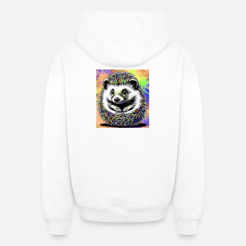 hérisson - Sweat à capuche unisexe zippé oversize épais SPREAD - blanc