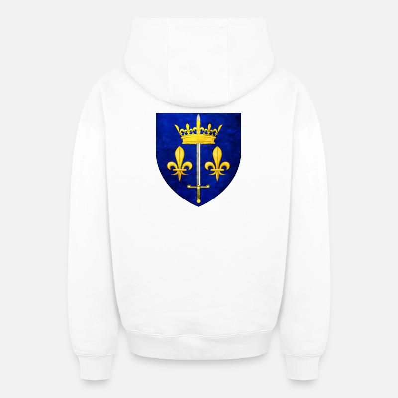 Blason Jeanne D Arc - Sweat à capuche unisexe zippé oversize épais SPREAD - blanc