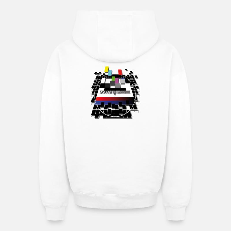 TV screen - Sweat à capuche unisexe zippé oversize épais SPREAD - blanc