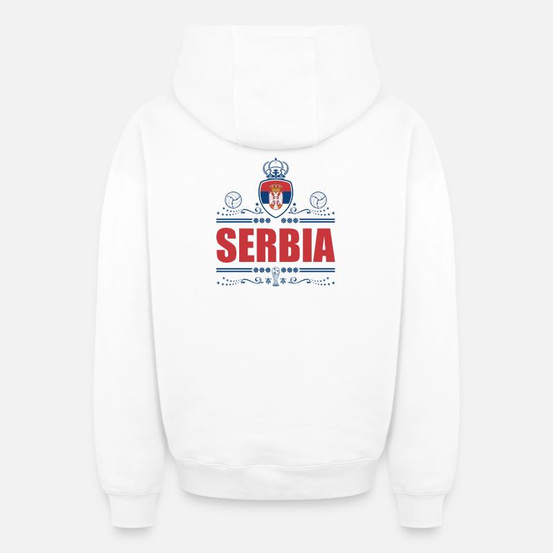 SERBIE - Sweat à capuche unisexe zippé oversize épais SPREAD - blanc