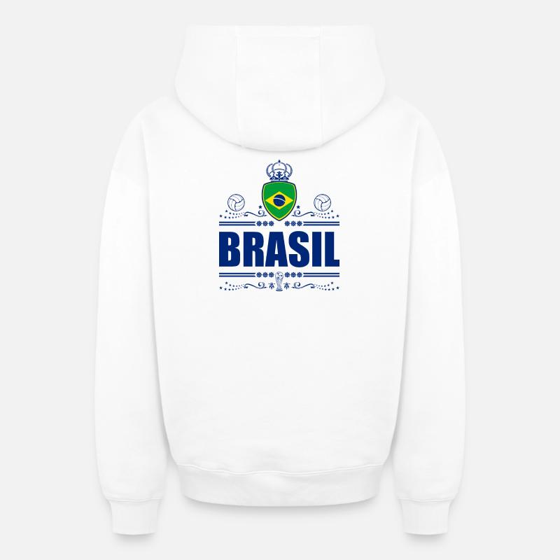 BRÉSIL - BRÉSIL - Sweat à capuche unisexe zippé oversize épais SPREAD - blanc