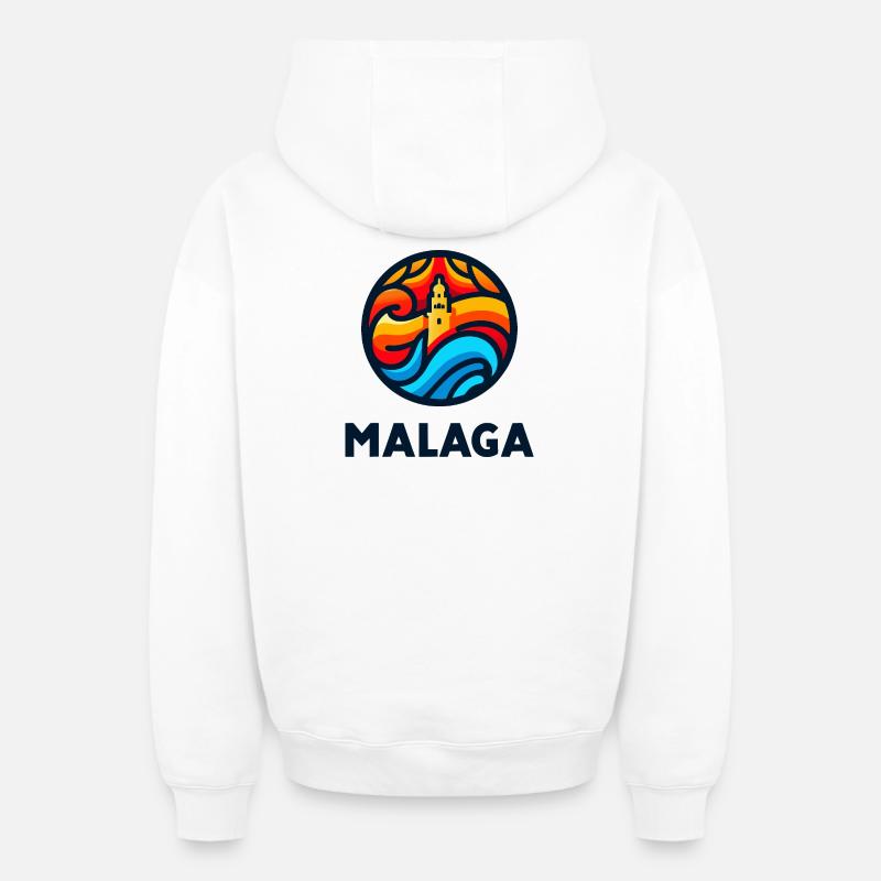 Málaga 3 - Sweat à capuche unisexe zippé oversize épais SPREAD - blanc