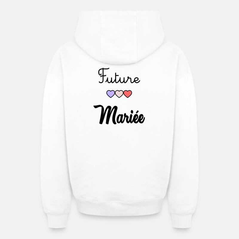 FUTURE MARIEE. EVJF - Sweat à capuche unisexe zippé oversize épais SPREAD - blanc