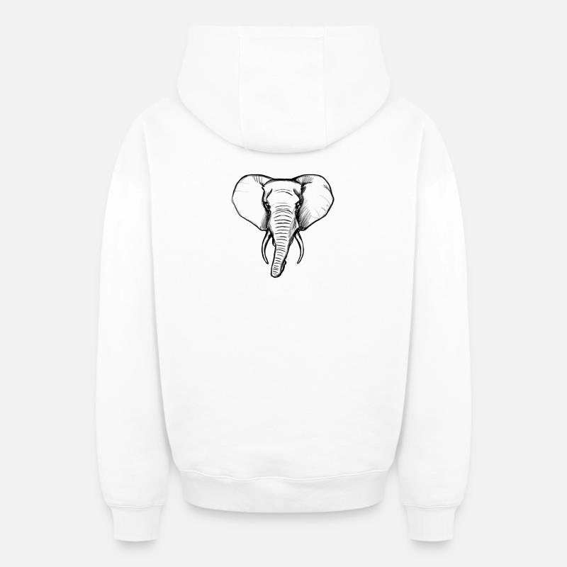 Éléphant - Sweat à capuche unisexe zippé oversize épais SPREAD - blanc