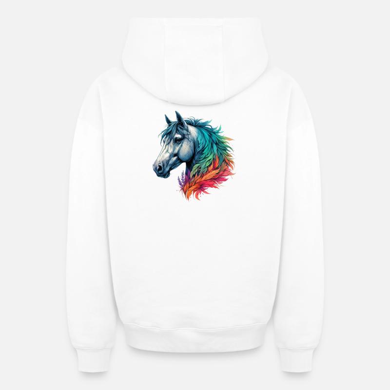 Cheval - Sweat à capuche unisexe zippé oversize épais SPREAD - blanc