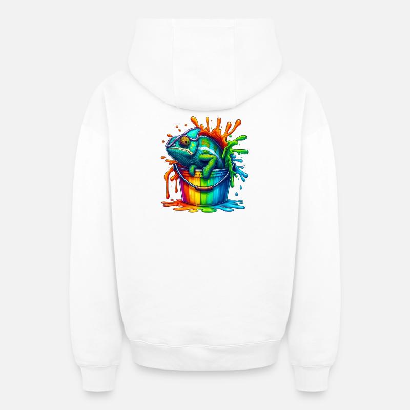 Caméléon - Sweat à capuche unisexe zippé oversize épais SPREAD - blanc