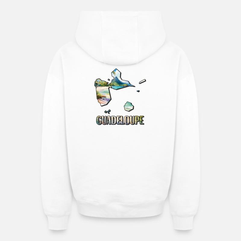 Carte aquarelle Guadeloupe - Sweat à capuche unisexe zippé oversize épais SPREAD - blanc