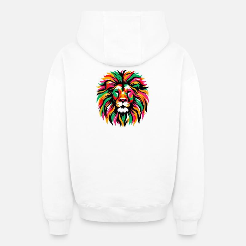 Lion - Sweat à capuche unisexe zippé oversize épais SPREAD - blanc