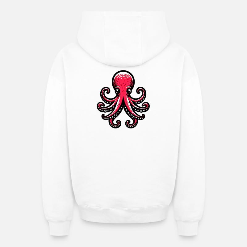 Pieuvre - Sweat à capuche unisexe zippé oversize épais SPREAD - blanc