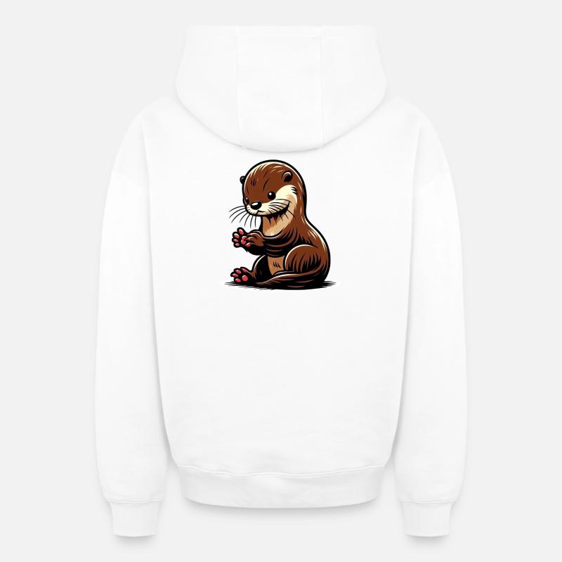 Loutre - Sweat à capuche unisexe zippé oversize épais SPREAD - blanc