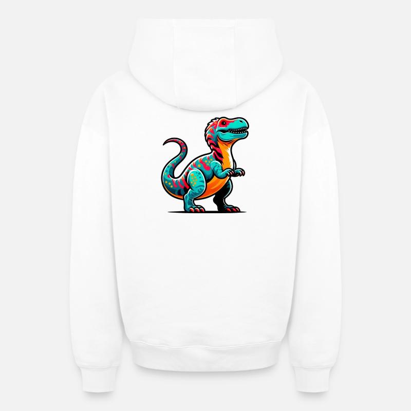 Dinosaure - Sweat à capuche unisexe zippé oversize épais SPREAD - blanc