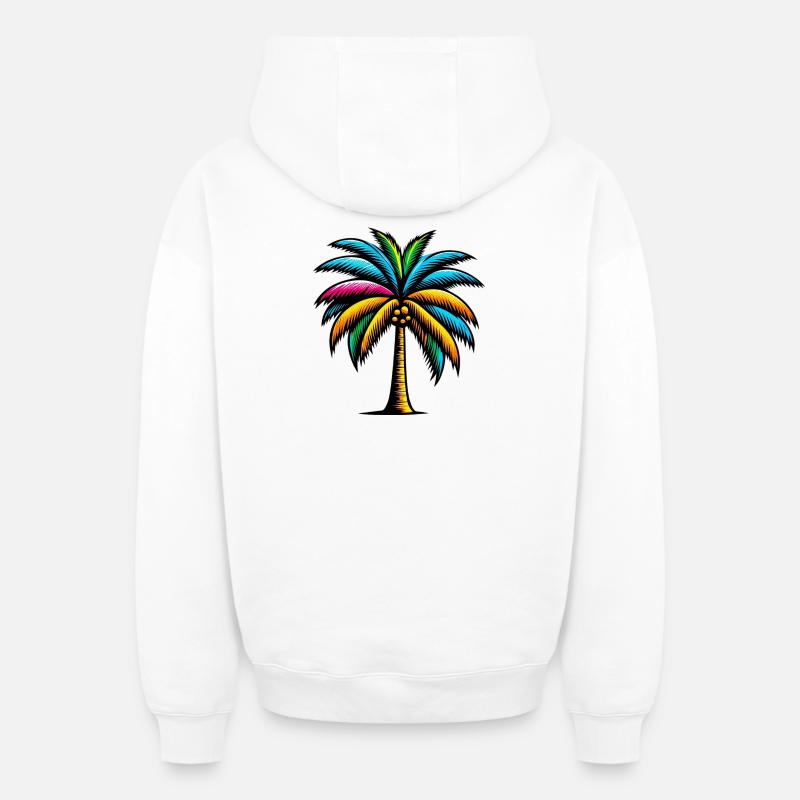 Palmier - Sweat à capuche unisexe zippé oversize épais SPREAD - blanc