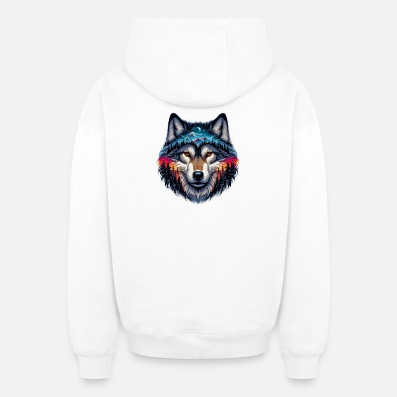 Loup - Sweat à capuche unisexe zippé oversize épais SPREAD - blanc
