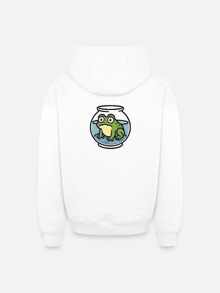 Frog in a Bowl - Oversized Heavyweight Unisex Zip Hoodie - white