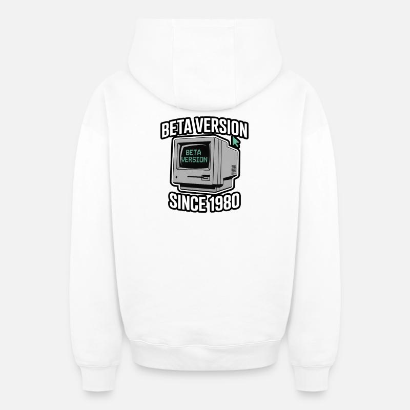Retro Computer Beta Version Design - Oversized Heavyweight Unisex Zip Hoodie - Weiß
