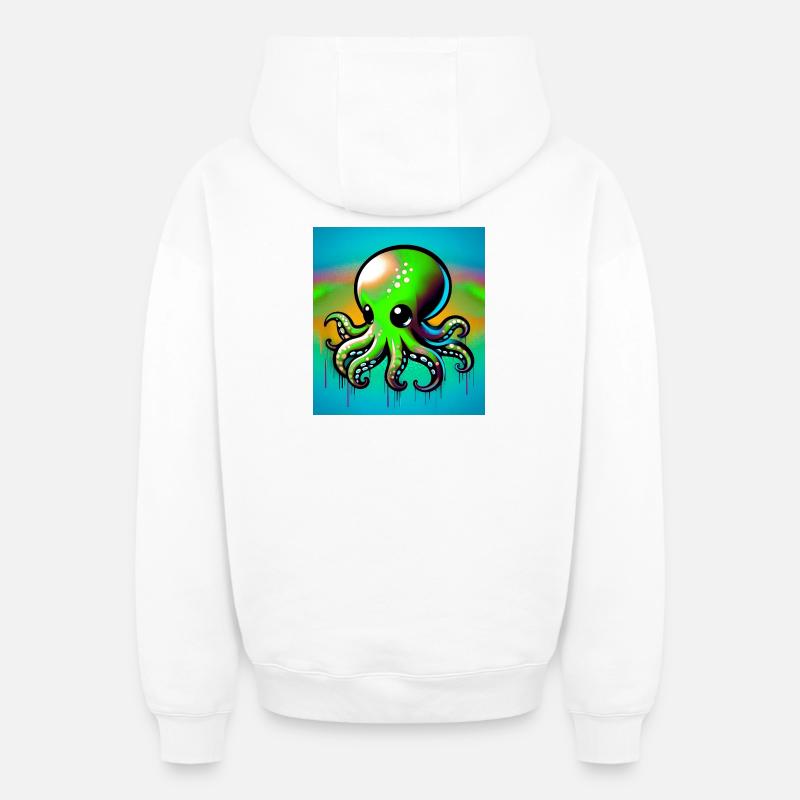 Pieuvre - Sweat à capuche unisexe zippé oversize épais SPREAD - blanc