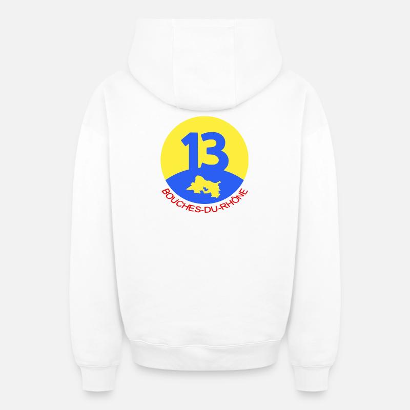  13 Bouches-du-Rhône  - Sweat à capuche unisexe zippé oversize épais SPREAD - blanc