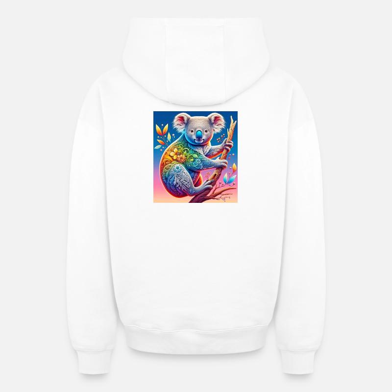 Koala - Sweat à capuche unisexe zippé oversize épais SPREAD - blanc