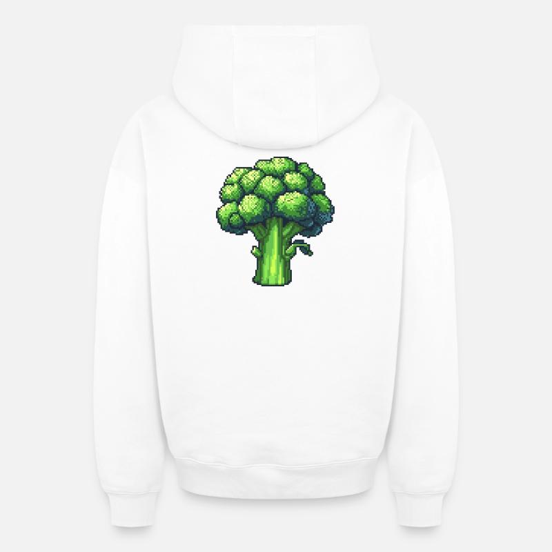 Brocoli Pixel Frais - Sweat à capuche unisexe zippé oversize épais SPREAD - blanc