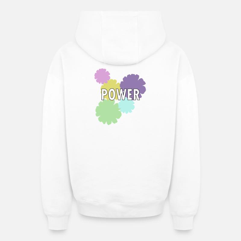 Mama Flower Power - Sweat à capuche unisexe zippé oversize épais SPREAD - blanc