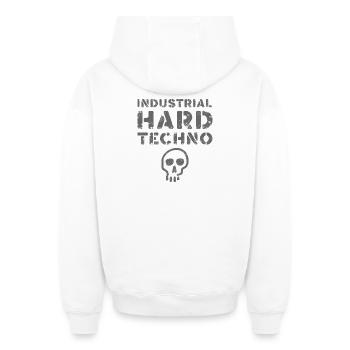 Crâne techno dur industriel - Sweat à capuche unisexe zippé oversize épais SPREAD - blanc - Dos - AI Model Male 178 light (178cm)