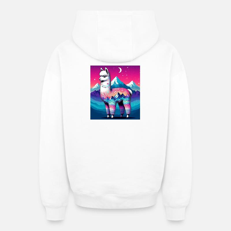 Alpaga - Sweat à capuche unisexe zippé oversize épais SPREAD - blanc
