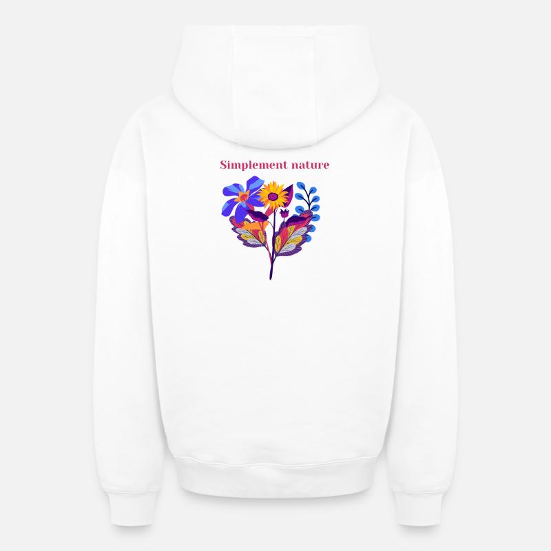 Nature Simplement - Sweat à capuche unisexe zippé oversize épais SPREAD - blanc
