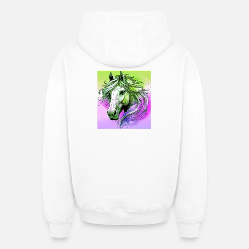 cheval - Sweat à capuche unisexe zippé oversize épais SPREAD - blanc