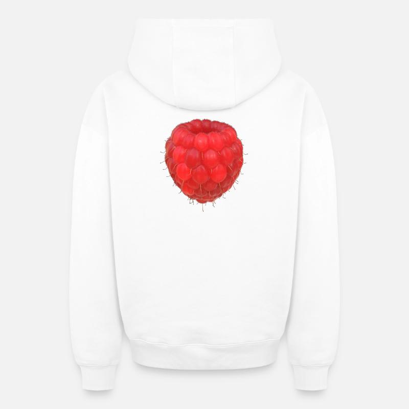 Raspberry Cluster Pattern - Oversized Heavyweight Unisex Zip Hoodie - white