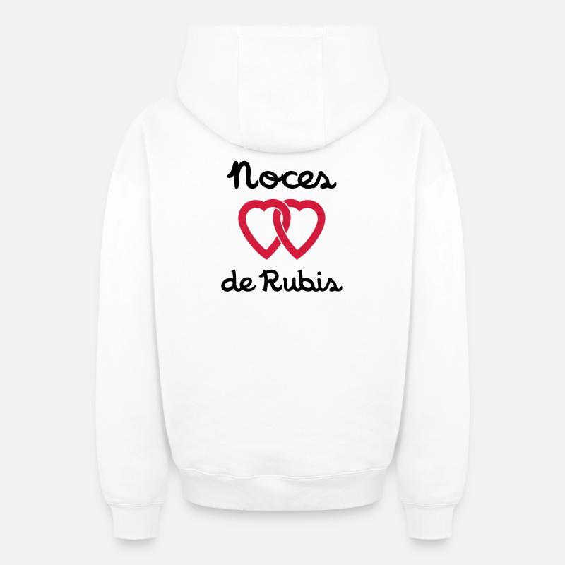Noces de Rubis - Sweat à capuche unisexe zippé oversize épais SPREAD - blanc