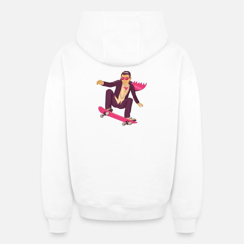 Skater Skating - Sweat à capuche unisexe zippé oversize épais SPREAD - blanc