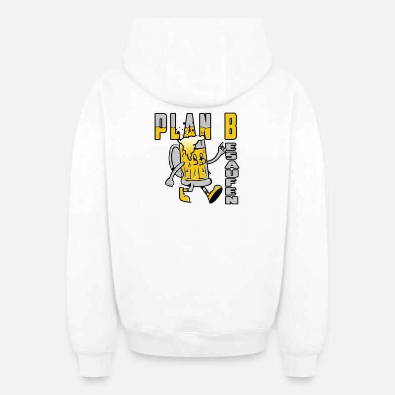 Plan B Besaufen - Sweat à capuche unisexe zippé oversize épais SPREAD - blanc