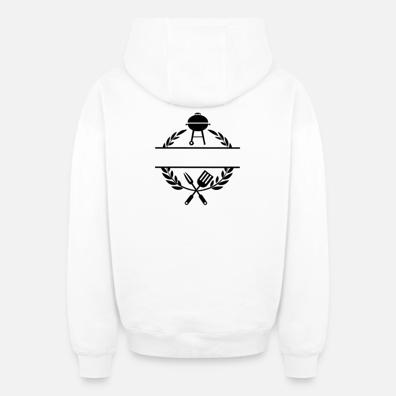 Monogramme BBQ - Sweat à capuche unisexe zippé oversize épais SPREAD - blanc