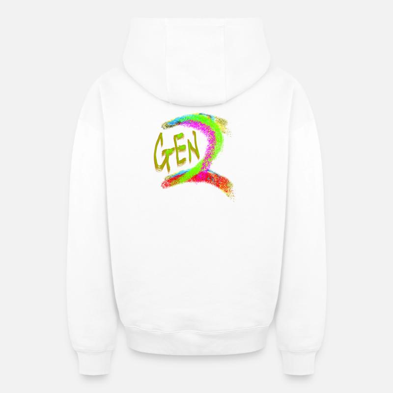Génération Z - Sweat à capuche unisexe zippé oversize épais SPREAD - blanc