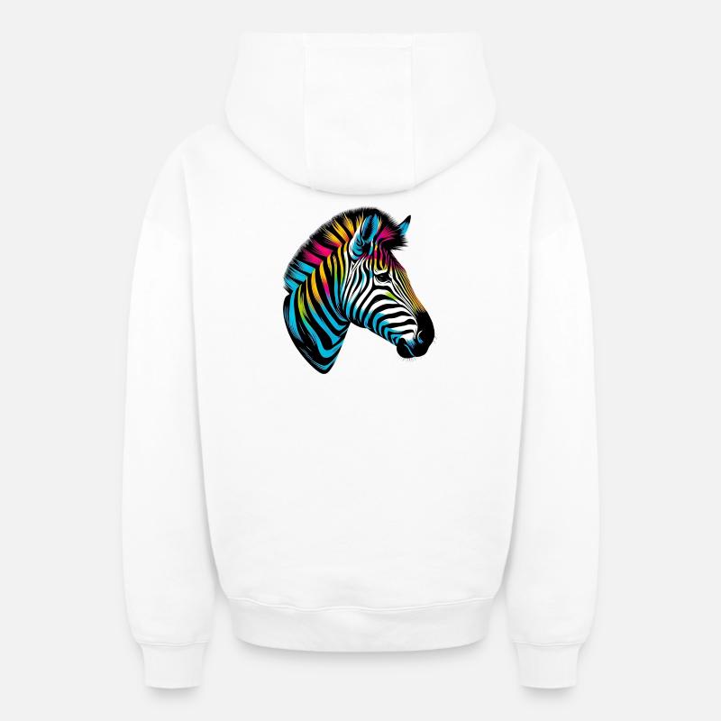 Zèbre - Sweat à capuche unisexe zippé oversize épais SPREAD - blanc
