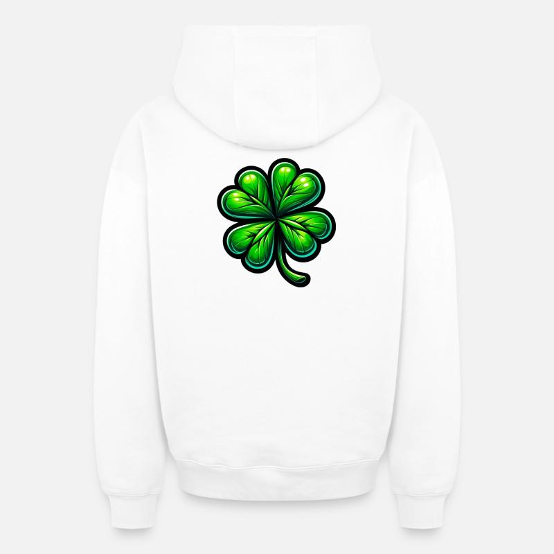 Trèfle à quatre feuilles - Sweat à capuche unisexe zippé oversize épais SPREAD - blanc