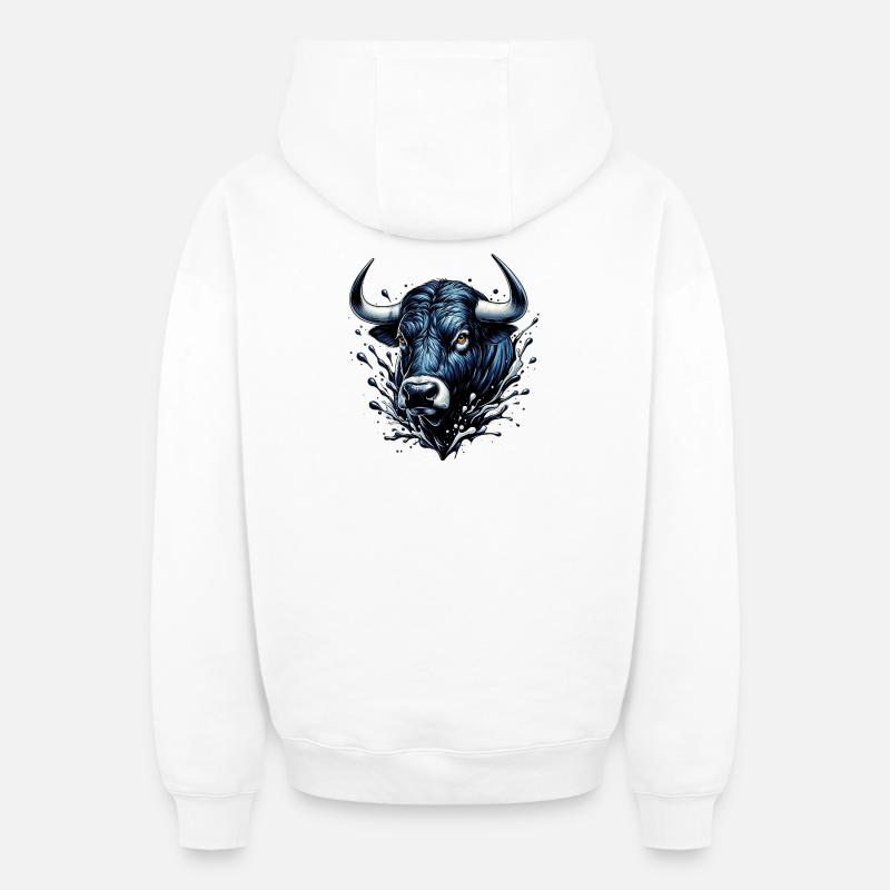 Taureau - Sweat à capuche unisexe zippé oversize épais SPREAD - blanc