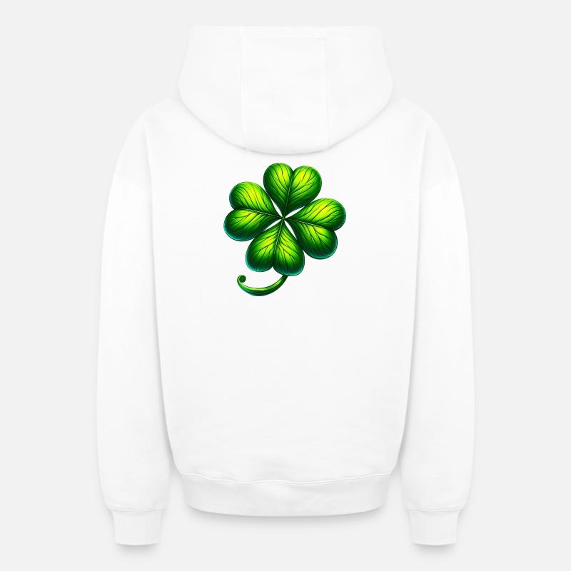 Trèfle à quatre feuilles - Sweat à capuche unisexe zippé oversize épais SPREAD - blanc