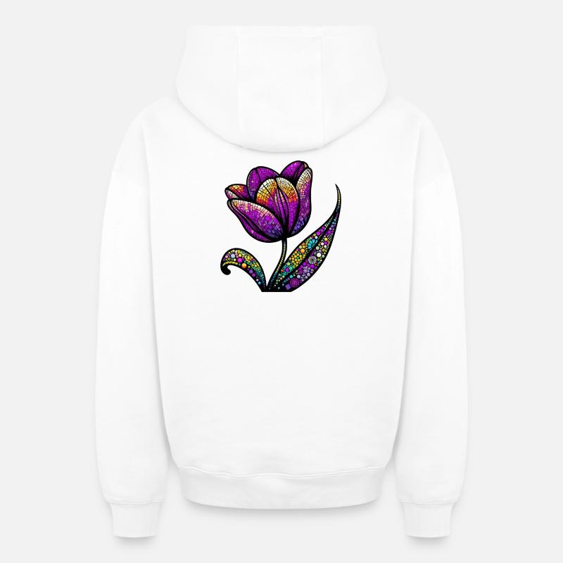 Tulipe - Sweat à capuche unisexe zippé oversize épais SPREAD - blanc