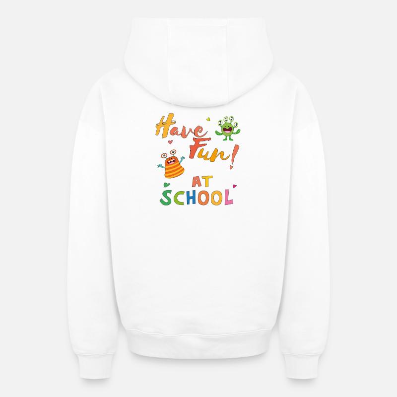 S’amuser à l’école - Sweat à capuche unisexe zippé oversize épais SPREAD - blanc