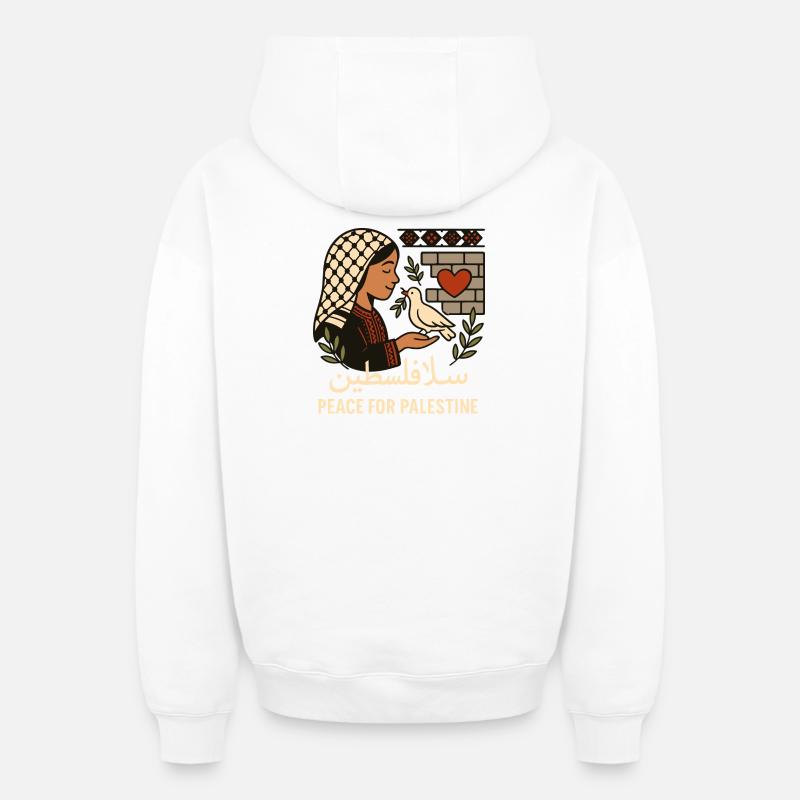 Paix pour la Palestine - Sweat à capuche unisexe zippé oversize épais SPREAD - blanc